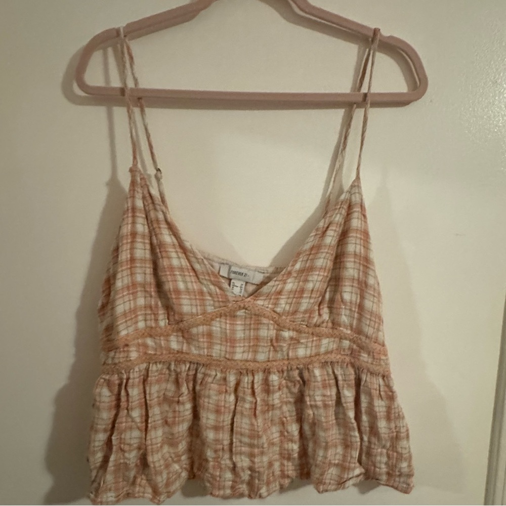 Forever 21 Peach Plaid Camisole Top